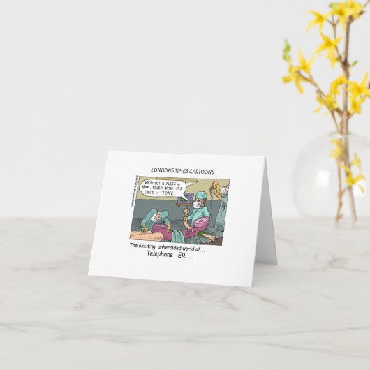Telefooncode Blauwe Cartoon Funny Notecard Kaart (Gele Bloem)