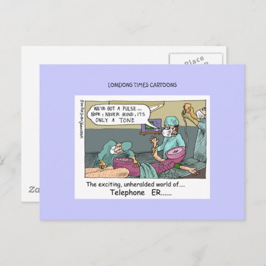 Telefooncode Blue Cartoon Funny Briefkaarten (Voorkant / Achterkant)