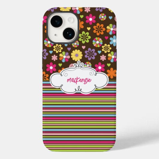 Telefoondraagtas met speciale Floral & Stripes Case-Mate iPhone Case (Achterkant)