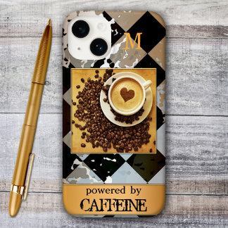 Telefoondraagtas voor foto-monogram koffie iPhone 15 case