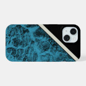Telefoondraagtas "Wood Turquoise" iPhone 15 Case (Achterkant horizontaal)