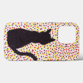 Telefoondraagtas - zwarte kat tegen gekleurde Stip Case-Mate iPhone Case (Achterkant (horizontaal))