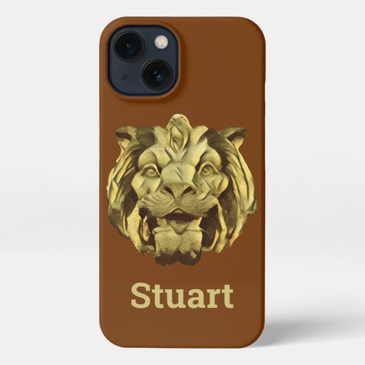 Telefoongeval - Sculpted Lion Head met naam iPhone Hoesje (Achterkant)