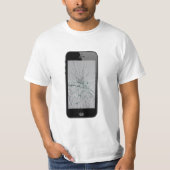 Telefoonglas met gebroken glas t-shirt (Voorkant)