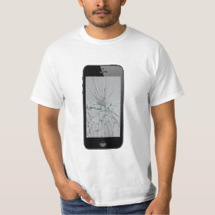 Telefoonglas met gebroken glas t-shirt
