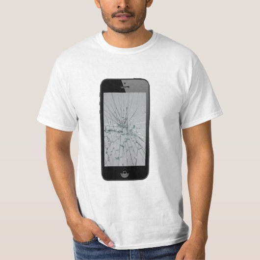 Telefoonglas met gebroken glas t-shirt (Voorkant)