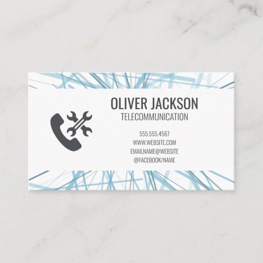 Telefoonhardwarepictogram | Abstracte lijnen Visitekaartje (Voorkant)