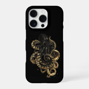 Telefoonhoes Octopus Zwart en Goud Illustratie iPhone 16 Pro Hoesje