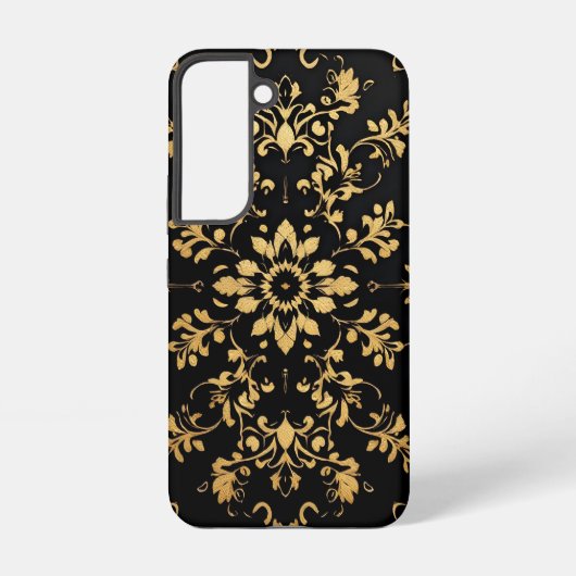 Telefoonhoes zwart geel patroon stijl samsung galaxy hoesje (Achterkant)