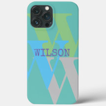 Telefoonhoesje Blauw Minimaal Monogram Naam Modern