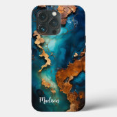 Telefoonhoesje, Blauwe Hars, Donker Burl Wood Case-Mate iPhone Case (Achterkant)