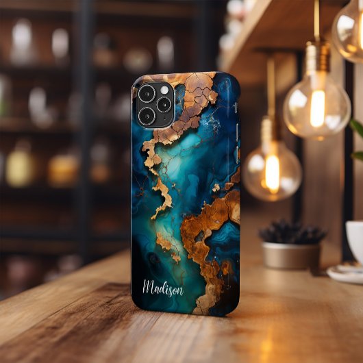 Telefoonhoesje, Blauwe Hars, Donker Burl Wood Case-Mate iPhone Case