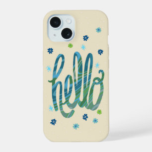 Telefoonhoesje Hello met leuke bloemen iPhone 15 Case