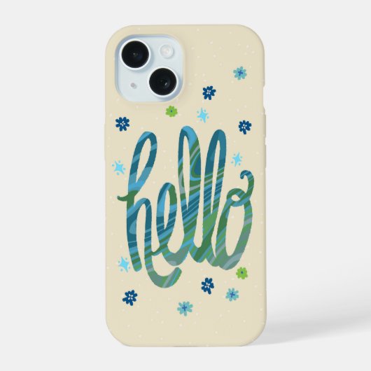 Telefoonhoesje Hello met leuke bloemen iPhone 15 Case (Achterkant)