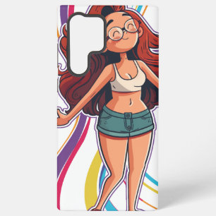Telefoonhoesje met een vrolijk meisje erop, kleurr samsung galaxy hoesje