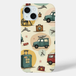 Telefoonhoesje met reispatroon iPhone 15 case