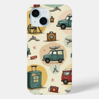 Telefoonhoesje met reispatroon iPhone 15 case