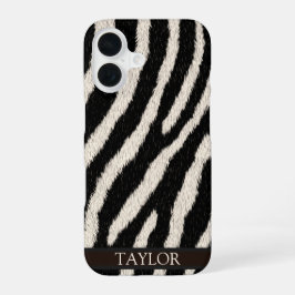 Telefoonhoesje met zebraprint en eigen naam iPhone 16 hoesje