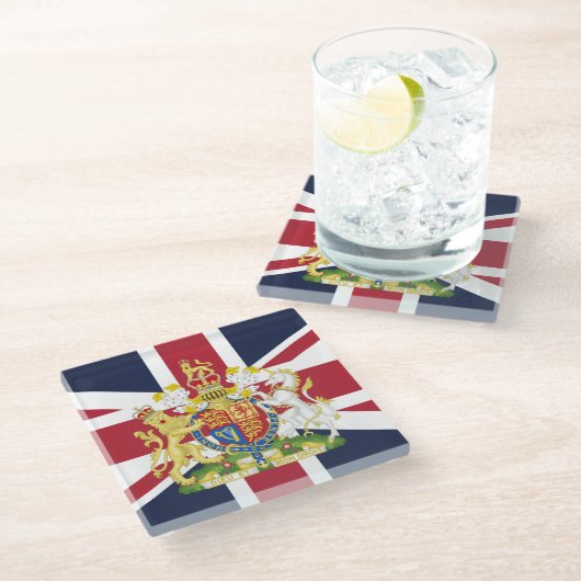 Telefoonhoesje onder Britse vlag Glazen Onderzetter (Schuin)