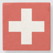 Telefoonhoesje onder Zwitserse vlag Stenen Onderzetter (Voorkant)