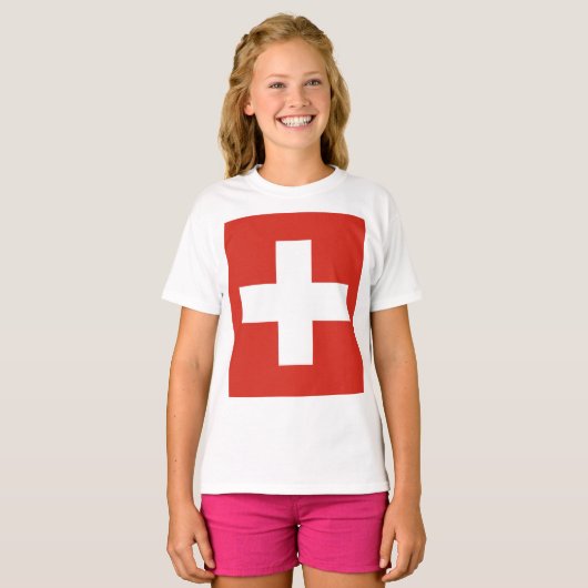 Telefoonhoesje onder Zwitserse vlag T-shirt (Voorkant volledig)