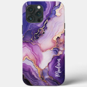 Telefoonhoesje, Paarse en gouden marmer, personali Case-Mate iPhone Case (Achterkant)