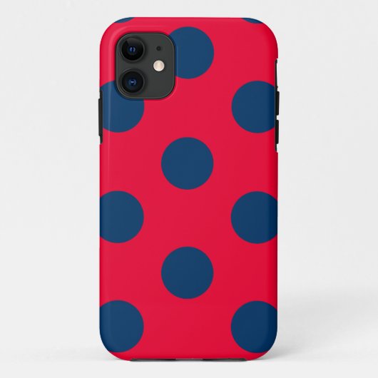 Telefoonhoesje Polka Dot Rood & Navy Blue Case-Mate iPhone Case (Achterkant)
