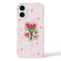 TELEFOONHOESJE - ROZEN MET LIEFDESPATROON