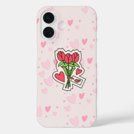 TELEFOONHOESJE - ROZEN MET LIEFDESPATROON iPhone 16 HOESJE