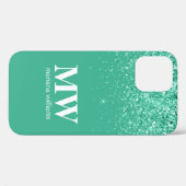 Telefoonhoesje Teal Glitter Elegante Script Naam Case-Mate iPhone Case (Achterkant (horizontaal))