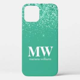 Telefoonhoesje Teal Glitter Elegante Script Naam Case-Mate iPhone Case