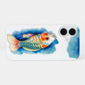 Telefoonhoesje - Waterverf Serie: Koi Fish iPhone 16 Hoesje (Achterkant horizontaal)