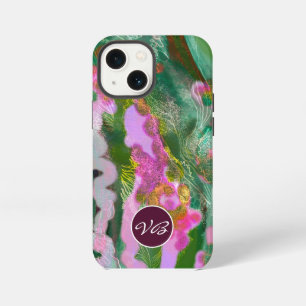 Telefoonhoesjes Psychedelische lila groene monogra iPhone 13 Mini Hoesje
