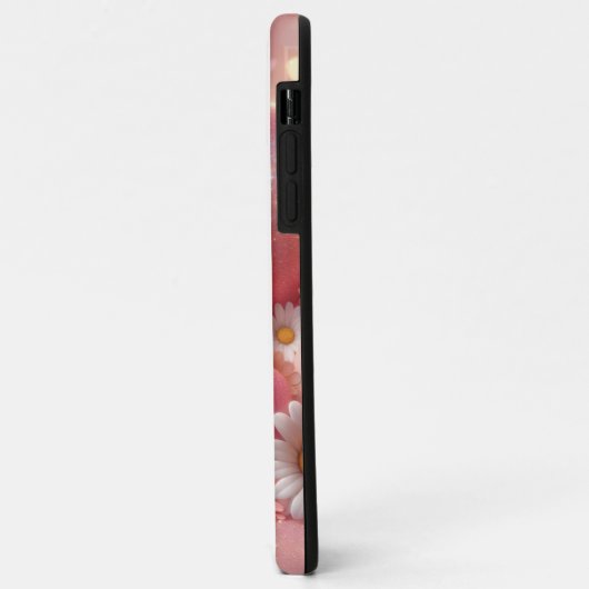 Telefoonhoesontwerp met roze bloemen en hart Case-Mate iPhone case (Achterkant/links)
