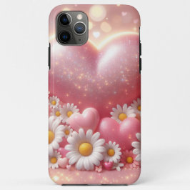 Telefoonhoesontwerp met roze bloemen en hart Case-Mate iPhone case