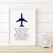 Telefoonisch alfabet, vliegtuigmuur-kunst, proefge poster