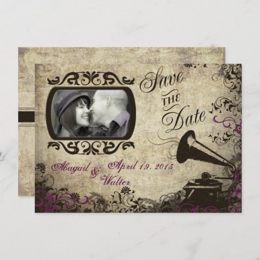 telefoonlijn Opslaan datumkaart Save The Date (Voorkant / Achterkant)