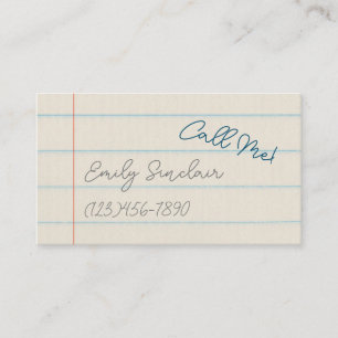 Telefoonnummer Bel me Contact Kaart op schoolpapie Visitekaartje