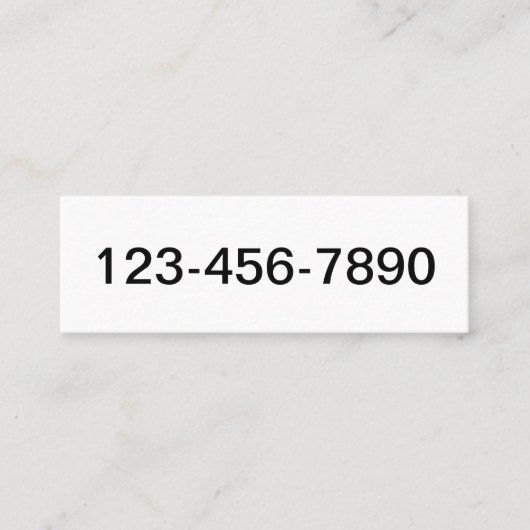 Telefoonnummer en naam Wit en Zwart Basic Mini Visitekaartje (Voorkant)