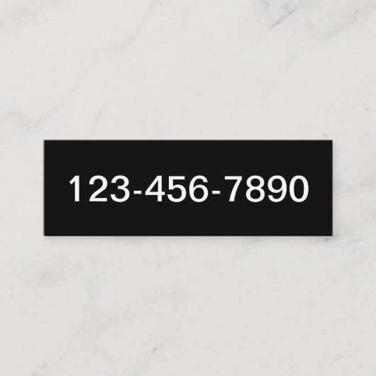 Telefoonnummer en naam Zwart-wit Basic Mini Visitekaartje (Voorkant)