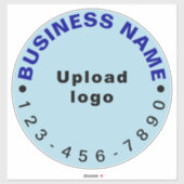 Telefoonnummer Licht Blauw Ronde Grote Vinyl Sticker (Vel)