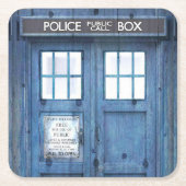 Telefoonnummer politie Openbare telefooncel Kartonnen Onderzetters (Voorkant)