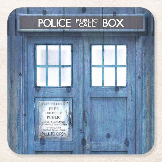 Telefoonnummer politie Openbare telefooncel Kartonnen Onderzetters (Voorkant)