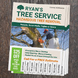 Telefoonnummer Tree Removal Service Flyer<br><div class="desc">Traditionele boom logo op donkergroene achtergrond met plaatsing voor je foto. Verander eenvoudig de kleur van de boom.</div>