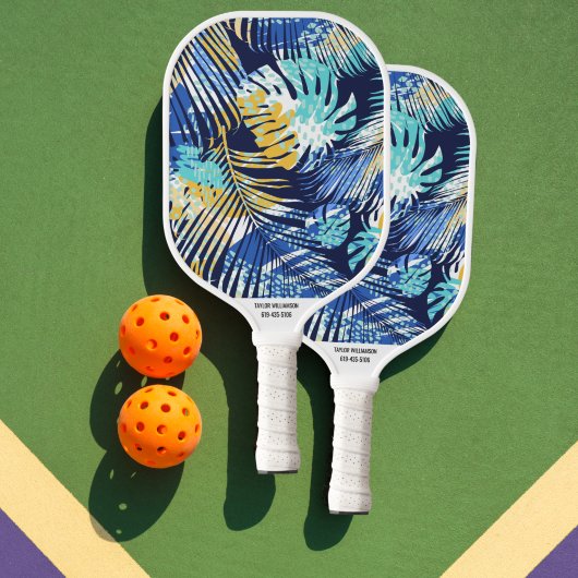 Telefoonnummer Tropisch palm Leaf Pattern Pickleball Paddle
