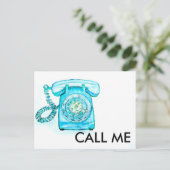 Telefoonnummer Turquoise Rotary  Blue Briefkaart (Staand voorkant)