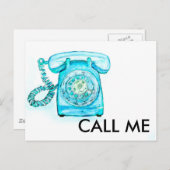 Telefoonnummer Turquoise Rotary  Blue Briefkaart (Voorkant / Achterkant)
