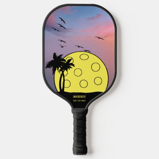 Telefoonnummer voor aangepaste tropische palmboom pickleball paddle (Voorkant)