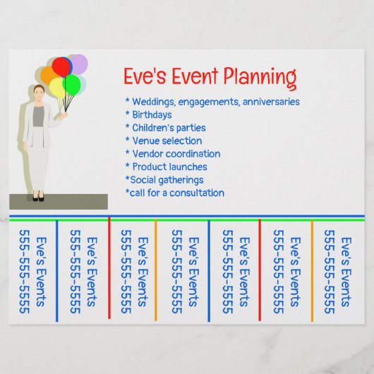 Telefoonnummer voor bewerkbare eventplanner flyer (Voorkant)