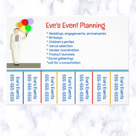 Telefoonnummer voor bewerkbare eventplanner flyer